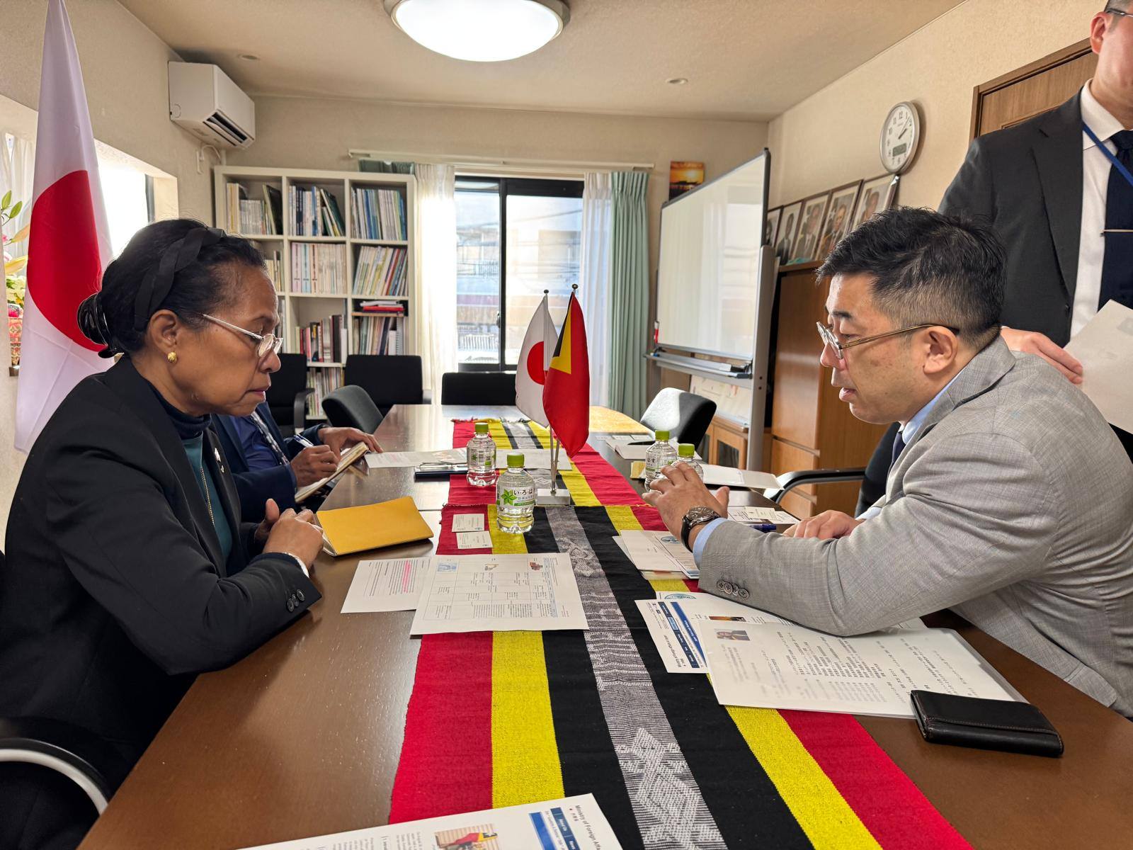 H.E. Maria Terezinha da Silva Viegas, Ambassador of Timor-Leste to Japan, meeting with officials from Japan’s Ministry of Foreign Affairs at the Embassy in Tokyo.