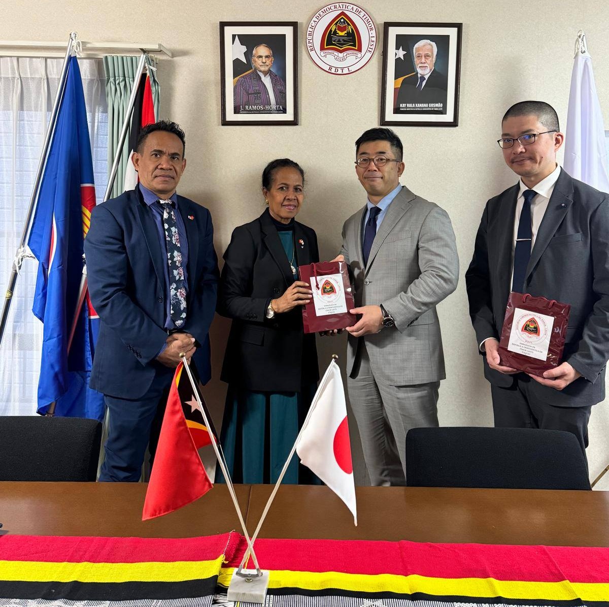 H.E. Maria Terezinha da Silva Viegas, Ambassador of Timor-Leste to Japan, meeting with officials from Japan’s Ministry of Foreign Affairs at the Embassy in Tokyo.