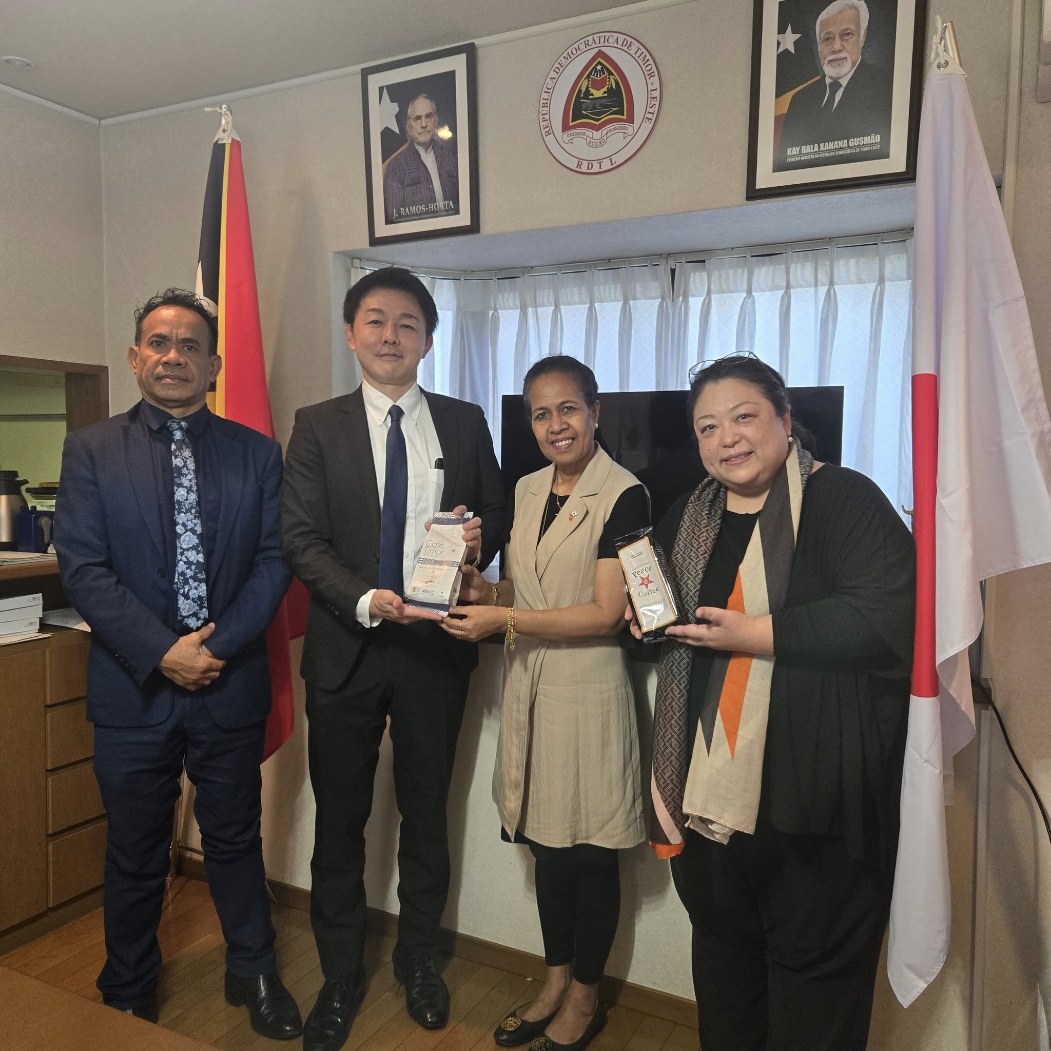 Ambassador Maria Viegas and Counsellor Celio Moniz meet with CARE International Japan representatives at the Timor-Leste Embassy in Tokyo