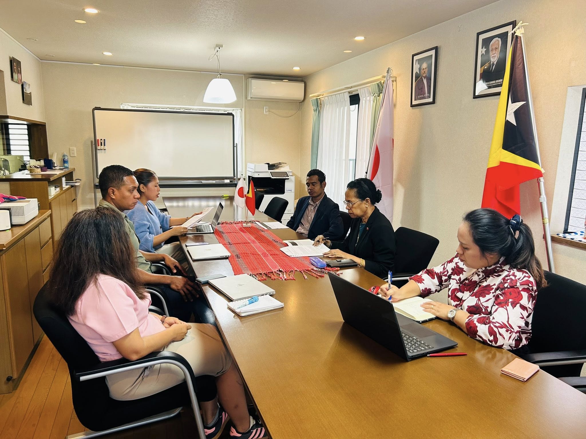 Designated Ambassador of Timor-Leste to Japan meeting with AETJ representatives at the Embassy in Tokyo