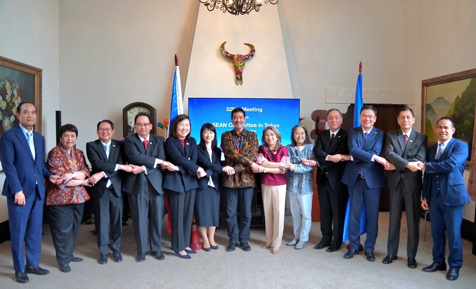 Counselor Celio Moniz participating in the 329th ASEAN Committee in Tokyo (ACT) meeting at the Philippine Ambassador's Official Residence.