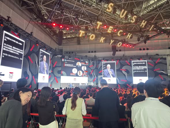 Ambassador Viegas and Ms. Faviola attending the Sushi Tech Tokyo 2026 conference at Tokyo Big Sight.