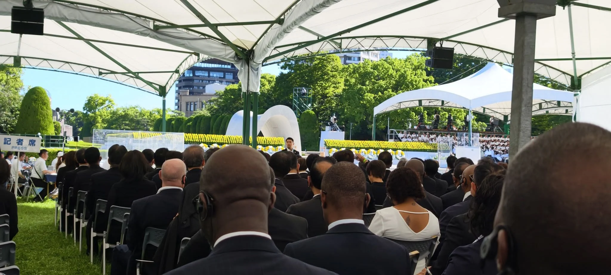 Dignitaries and delegations gathered at the Hiroshima Peace Memorial Park